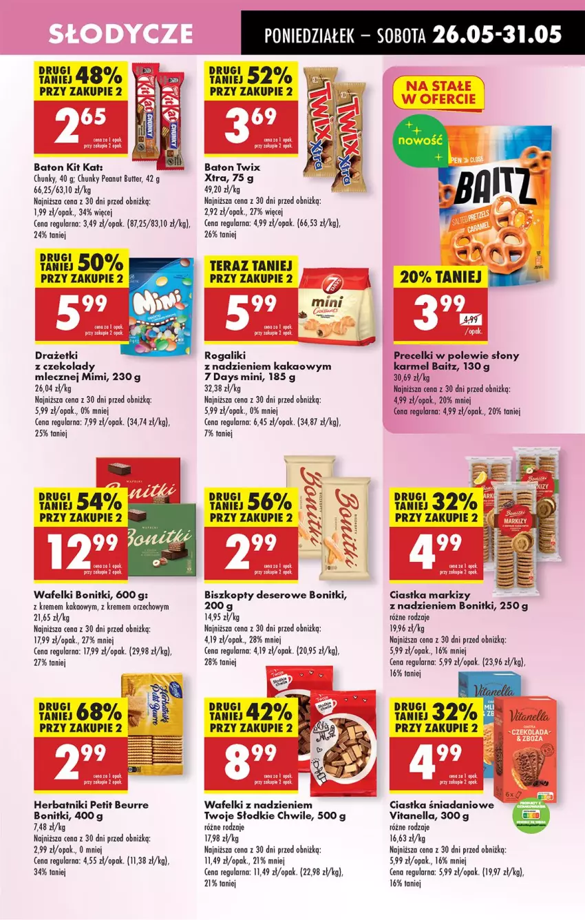 Gazetka promocyjna Biedronka - Od Poniedziałku - ważna 26.05 do 31.05.2025 - strona 53 - produkty: 7 Days, Baton, Biszkopty, Bonitki, Ciastka, Danio, Deser, Herbatniki, Herbatniki Petit Beurre, Kakao, Kit Kat, Precelki, Rogal, Ser, Tera, Twix