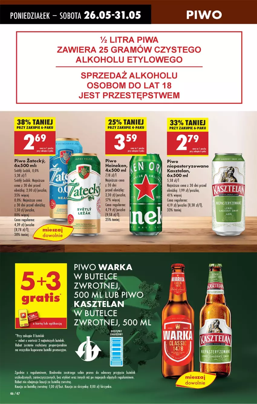 Gazetka promocyjna Biedronka - Od Poniedziałku - ważna 26.05 do 31.05.2025 - strona 56 - produkty: Heineken, Kasztelan, Keen, Piwo, Por, Warka