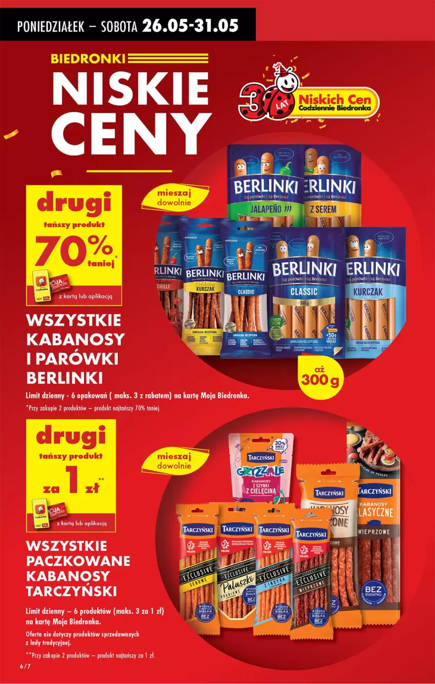 Gazetka promocyjna Biedronka - Od Poniedziałku - ważna 26.05 do 31.05.2025 - strona 6 - produkty: Berlinki, Fa, Kabanos, Parówki