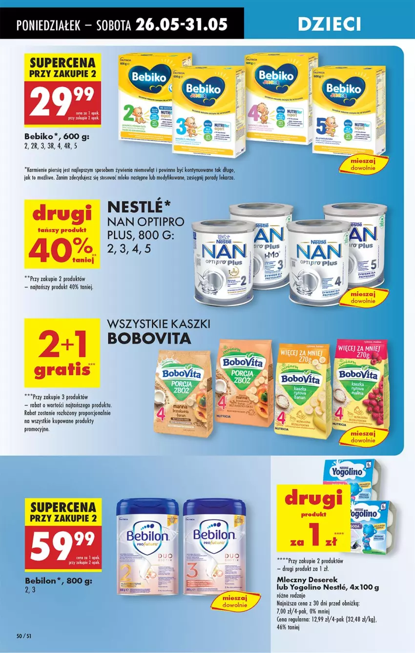 Gazetka promocyjna Biedronka - Od Poniedziałku - ważna 26.05 do 31.05.2025 - strona 60 - produkty: Bebiko, BEBILON, BoboVita, Deser, Karmi, Mleko, NAN Optipro, O nas, Por, Ser, Serek