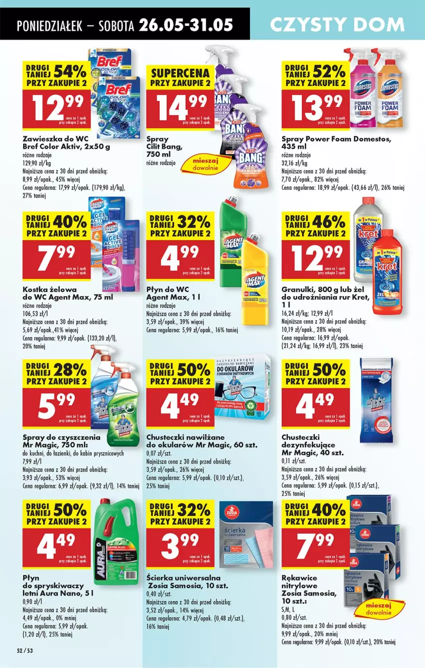 Gazetka promocyjna Biedronka - Od Poniedziałku - ważna 26.05 do 31.05.2025 - strona 62 - produkty: Bref, Chusteczki, Domestos, Gra, Kret, Płyn do spryskiwaczy, Płyn do wc, Rękawice, Rust, Spray do czyszczenia