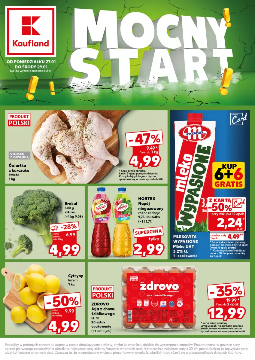 Gazetka promocyjna Kaufland - Mocny Start - ważna 27.01 do 29.01.2025 - strona 1 - produkty: Cytryny, Gra, Hortex, Jaja, Kurczak, Mleko, Mlekovita, Napój, Olej