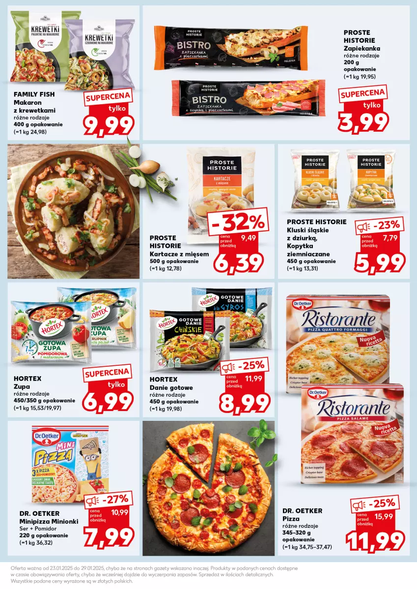 Gazetka promocyjna Kaufland - Mocny Start - ważna 27.01 do 29.01.2025 - strona 25 - produkty: Danie gotowe, Dr. Oetker, Fa, Hortex, Kopytka, Krewetki, Makaron, Piec, Pieczarka, Pizza, Ser, Top, Zapiekanka, Zupa