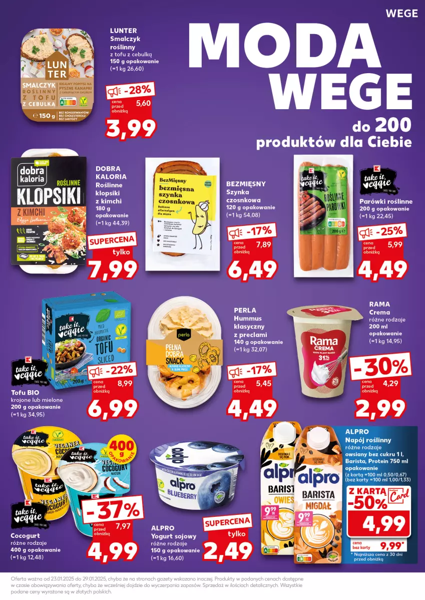 Gazetka promocyjna Kaufland - Mocny Start - ważna 27.01 do 29.01.2025 - strona 27 - produkty: Alpro, Hummus, Mus, Parówki, Por, Rama, Ser, Tofu, Zlew