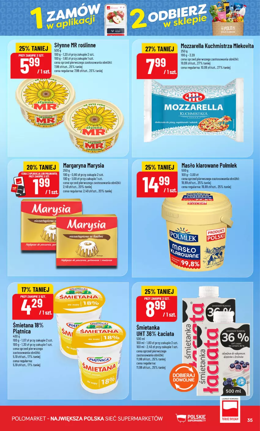 Gazetka promocyjna PoloMarket - Gazetka POLOmarket - ważna 16.09 do 22.09.2026 - strona 35 - produkty: Margaryna, Masło, Masło klarowane, Mleko, Mlekovita, Mozzarella, POLMLEK, Słynne, Słynne MR Roślinne, Tera