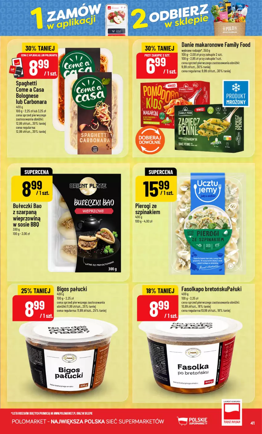 Gazetka promocyjna PoloMarket - Gazetka POLOmarket - ważna 16.09 do 22.09.2026 - strona 41 - produkty: Bigos, Bułeczki, Fa, Laur, Makaron, Piec, Pierogi, Sos, Spaghetti, Szpinak