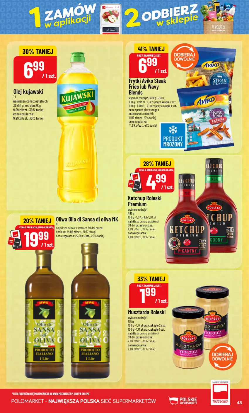 Gazetka promocyjna PoloMarket - Gazetka POLOmarket - ważna 16.09 do 22.09.2026 - strona 43 - produkty: Frytki, Ketchup, Kujawski, Laur, Mus, Musztarda, Olej, Oliwa