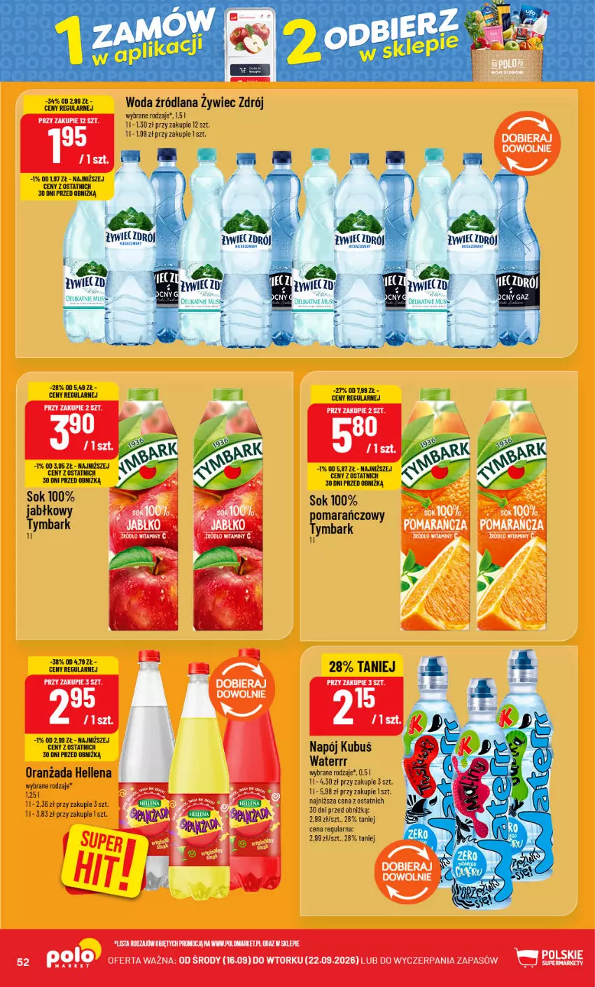 Gazetka promocyjna PoloMarket - Gazetka POLOmarket - ważna 16.09 do 22.09.2026 - strona 52 - produkty: Hellena, Kubuś, LANA, Mus, Napój, Oranżada, Sok, Tymbark, Woda
