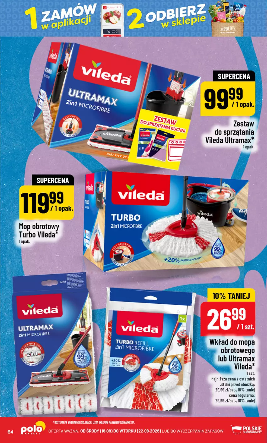 Gazetka promocyjna PoloMarket - Gazetka POLOmarket - ważna 16.09 do 22.09.2026 - strona 64 - produkty: Mop, Rama, Vileda, Wkład do mopa