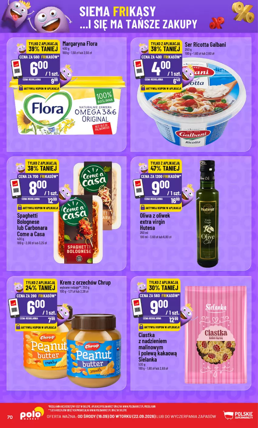 Gazetka promocyjna PoloMarket - Gazetka POLOmarket - ważna 16.09 do 22.09.2026 - strona 70 - produkty: Ciastka, Flora, Gin, Kakao, Margaryna, Oliwa, Oliwa z oliwek, Spaghetti