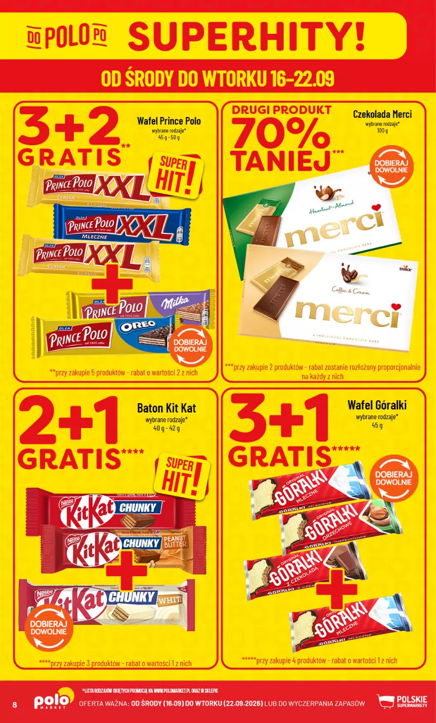 Gazetka promocyjna PoloMarket - Gazetka POLOmarket - ważna 16.09 do 22.09.2026 - strona 8 - produkty: Baton, Czekolada, Góralki, Kit Kat, Merci, Prince Polo