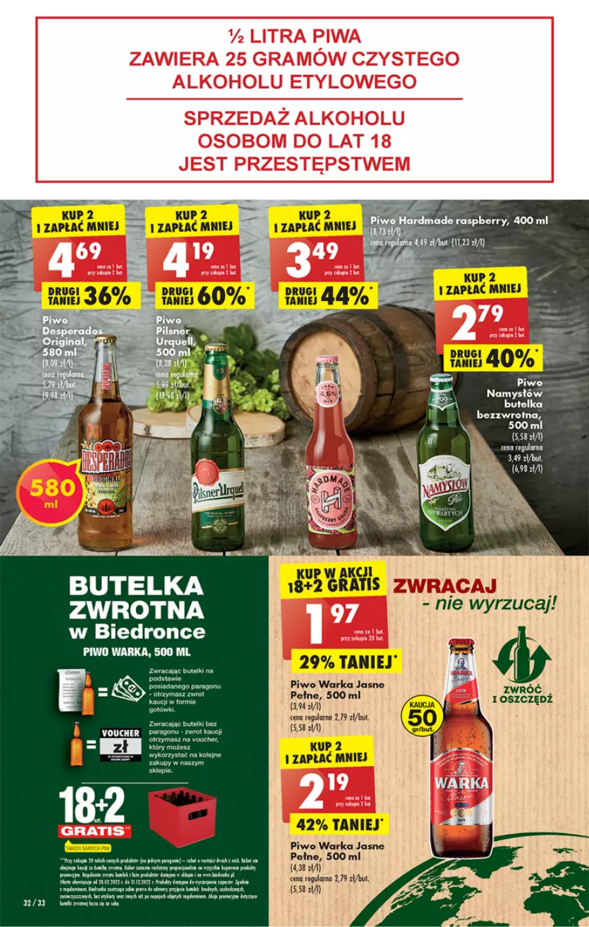 Gazetka promocyjna Biedronka - W tym tygodniu - ważna 22.08 do 28.08.2022 - strona 32 - produkty: Gra, HP, Namysłów, Piwo, Warka