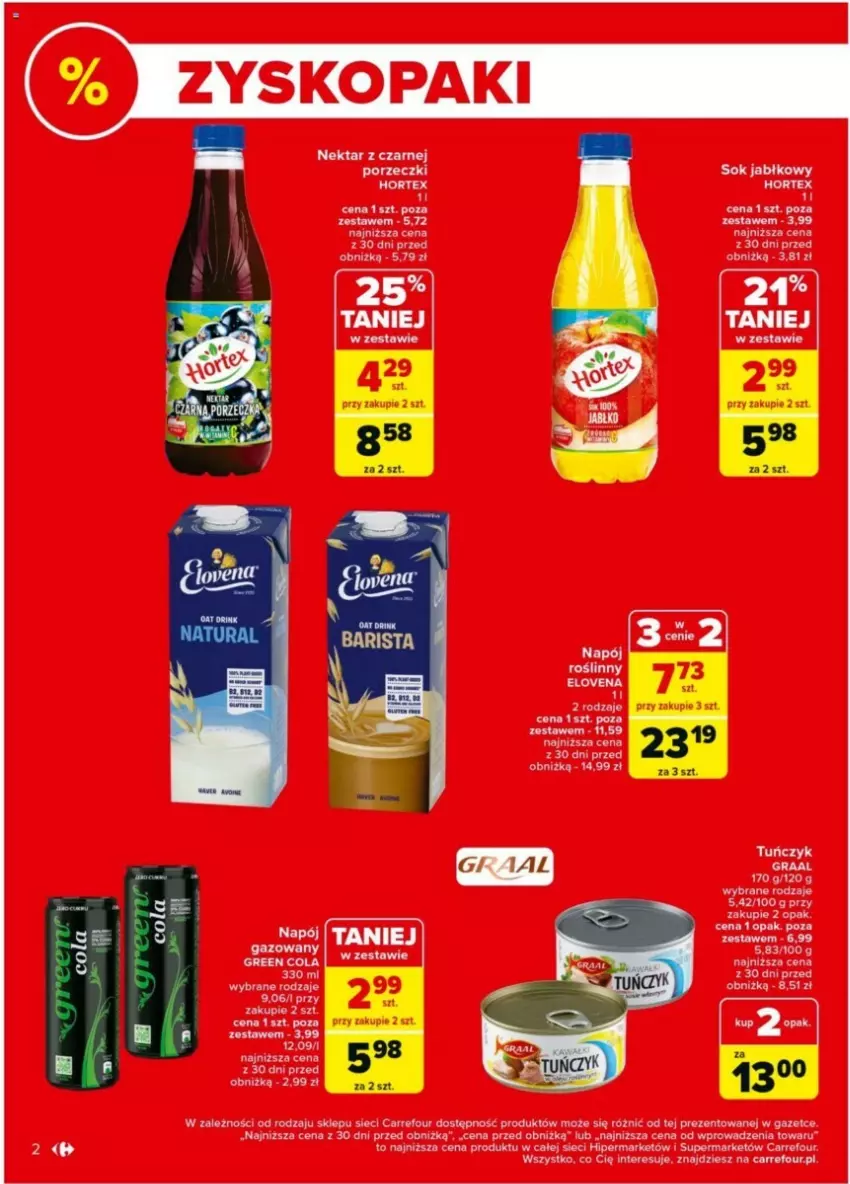 Gazetka promocyjna Carrefour - ważna 02.07 do 06.07.2024 - strona 12 - produkty: Hortex, Napój, Por, Sok, Sok jabłkowy, Tuńczyk
