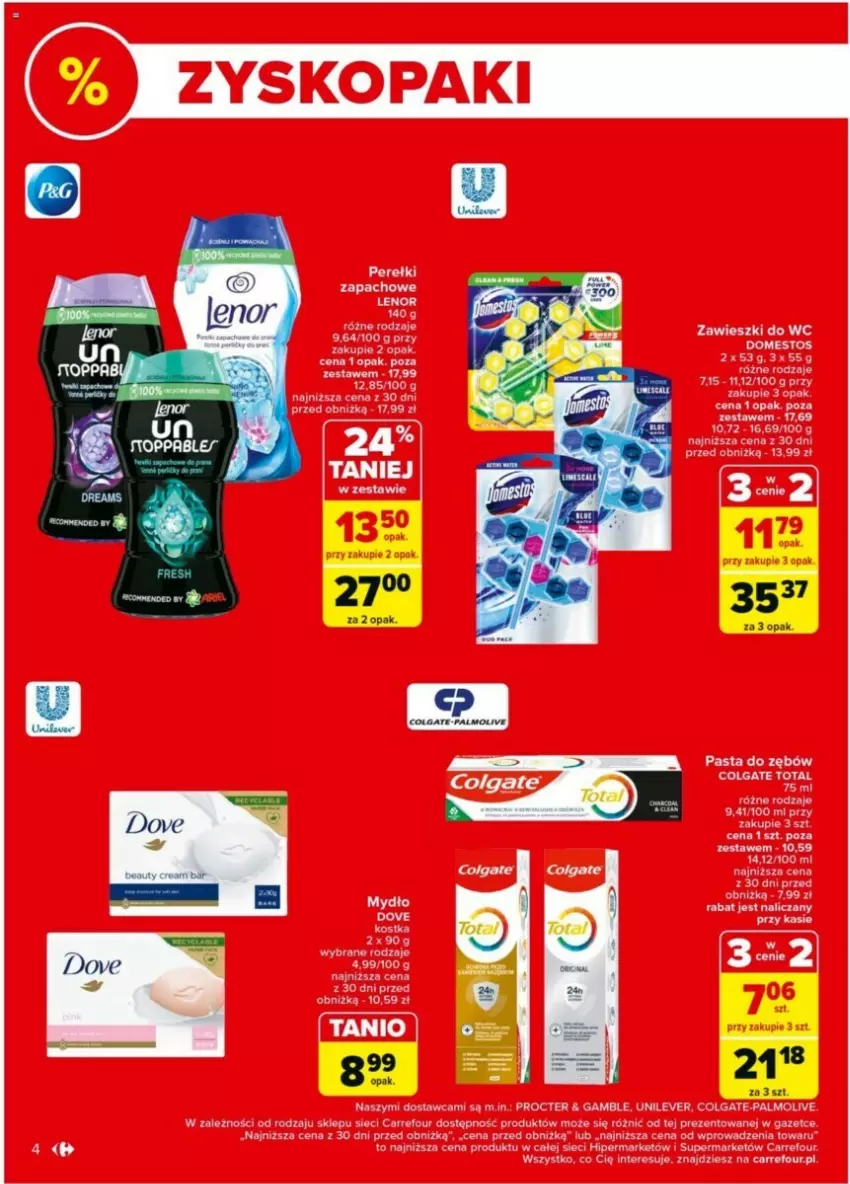 Gazetka promocyjna Carrefour - ważna 02.07 do 06.07.2024 - strona 34 - produkty: Colgate, Colgate Total, Domestos, Dove, LG, Mydło, Palmolive, Pasta do zębów, Zawieszki