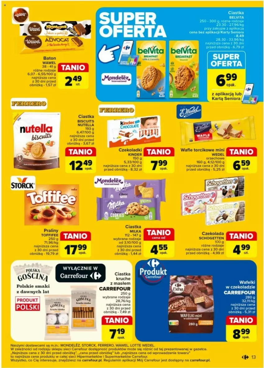 Gazetka promocyjna Carrefour - ważna 02.07 do 06.07.2024 - strona 7 - produkty: Baton, Ciastka, Czekolada, Ferrero, Milka, Nutella, Praliny, Schogetten, Toffifee, Wafle, Wawel