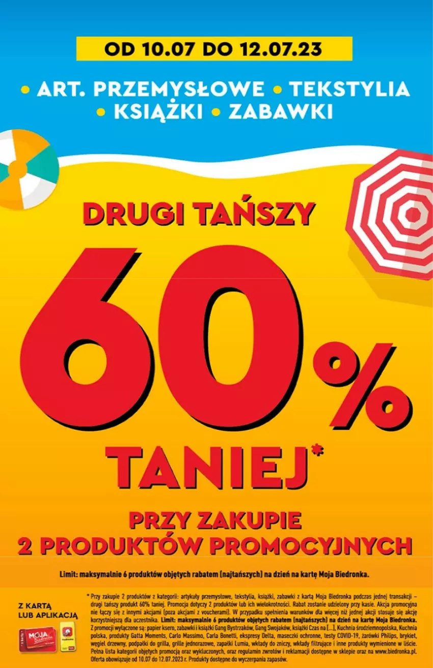 Gazetka promocyjna Biedronka - od Poniedziałku - ważna 10.07 do 15.07.2023 - strona 63 - produkty: Gatta, Grill, Koc, Kuchnia, Moments, Papier, Philips, Ser, Tran, Węgiel drzewny, Znicz