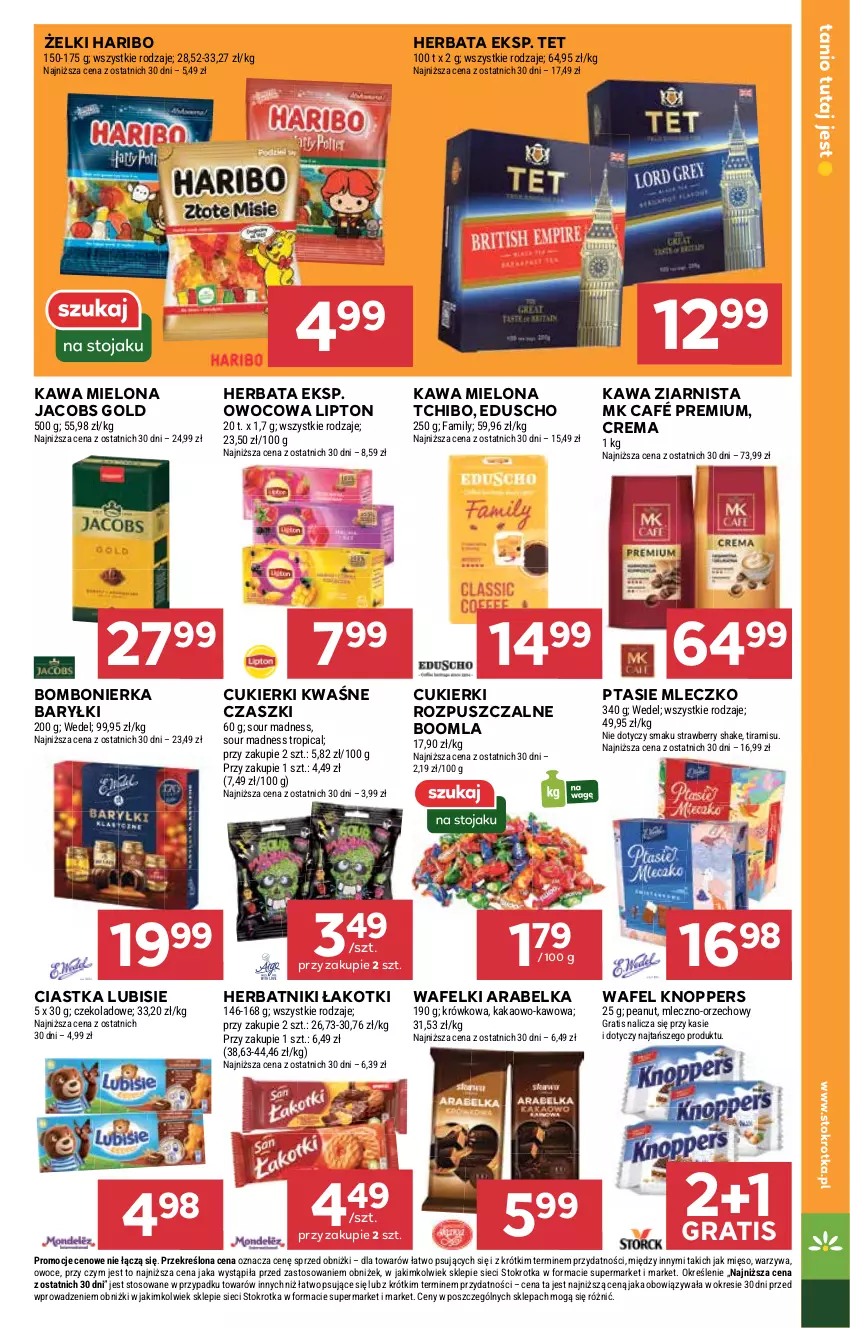 Gazetka promocyjna Stokrotka - Supermarket - ważna 17.06 do 25.06.2025 - strona 19 - produkty: Baryłki, Ciastka, Cukier, Cukierki, Fa, Gra, Haribo, Herbata, Herbatniki, Jacobs, Kakao, Kawa, Kawa mielona, Kawa ziarnista, Knoppers, Lipton, Lubisie, Mięso, Mleczko, Owoce, Ptasie mleczko, Tchibo, Tropical, Warzywa