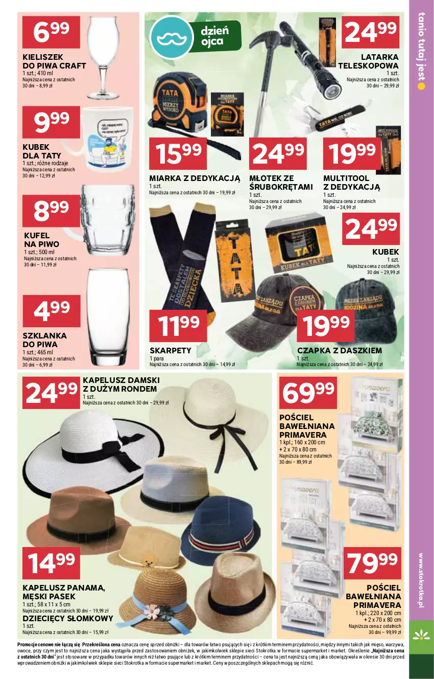 Gazetka promocyjna Stokrotka - Supermarket - ważna 17.06 do 25.06.2025 - strona 37 - produkty: Czapka, Dzieci, Karp, Kieliszek, Kubek, Latarka, Miarka, Mięso, Młot, Młotek, Owoce, Pasek, Piwa, Piwo, Pościel, Prima, Primavera, Szklanka, Tarka, Teleskop, Warzywa