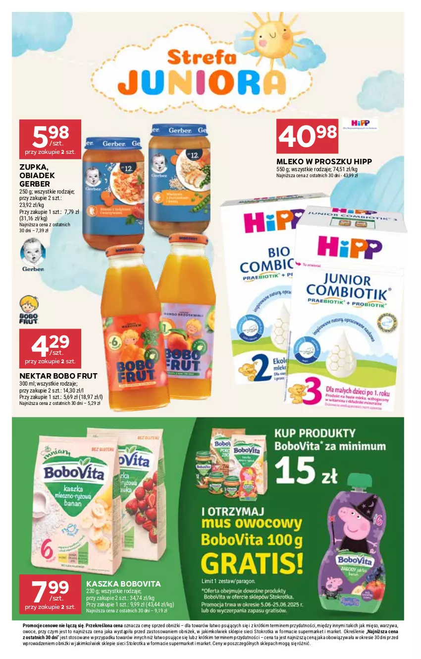 Gazetka promocyjna Stokrotka - Supermarket - ważna 17.06 do 25.06.2025 - strona 38 - produkty: BoboVita, Gerber, HiPP, Mięso, Mleko, Mleko w proszku, Nektar, Owoce, Warzywa