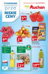 Gazetka promocyjna Auchan - Tygodniowe przeNISKIE CENY Moje Auchan - Gazetka - ważna od 24.08 do 24.08.2022 - strona 1 - produkty: Lubella, Mus, Bell, Jaja, Papryka czerwona, Papryka, Winogrona, Danio, Olej rzepakowy, Bella, Wino, Olej, Jabłka, Mleko, Oliwa