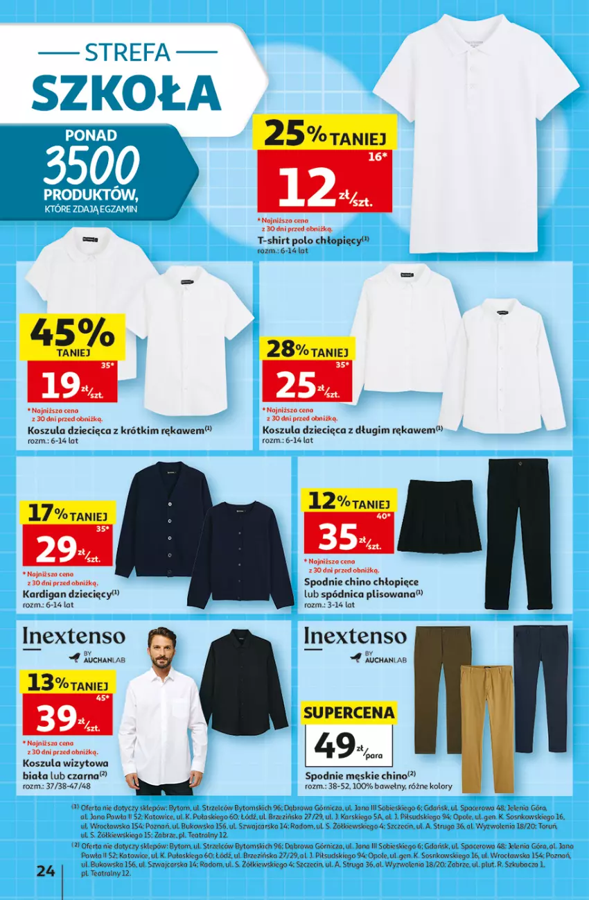 Gazetka promocyjna Auchan - 30 Lat Hipermarket - ważna 20.08 do 26.08.2026 - strona 24 - produkty: Acer, Cars, Dzieci, Fa, Kardigan, Kosz, Koszula, Piec, Sos, Spódnica, Spodnie, T-shirt