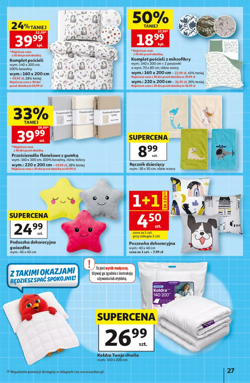 Gazetka promocyjna Auchan - 30 Lat Hipermarket - ważna 20.08 do 26.08.2026 - strona 27 - produkty: Dzieci, Fa, Kołdra, Komplet pościeli, Poduszka, Poduszka dekoracyjna, Pościel, Poszewka, Prześcieradło, Ręcznik, Ser