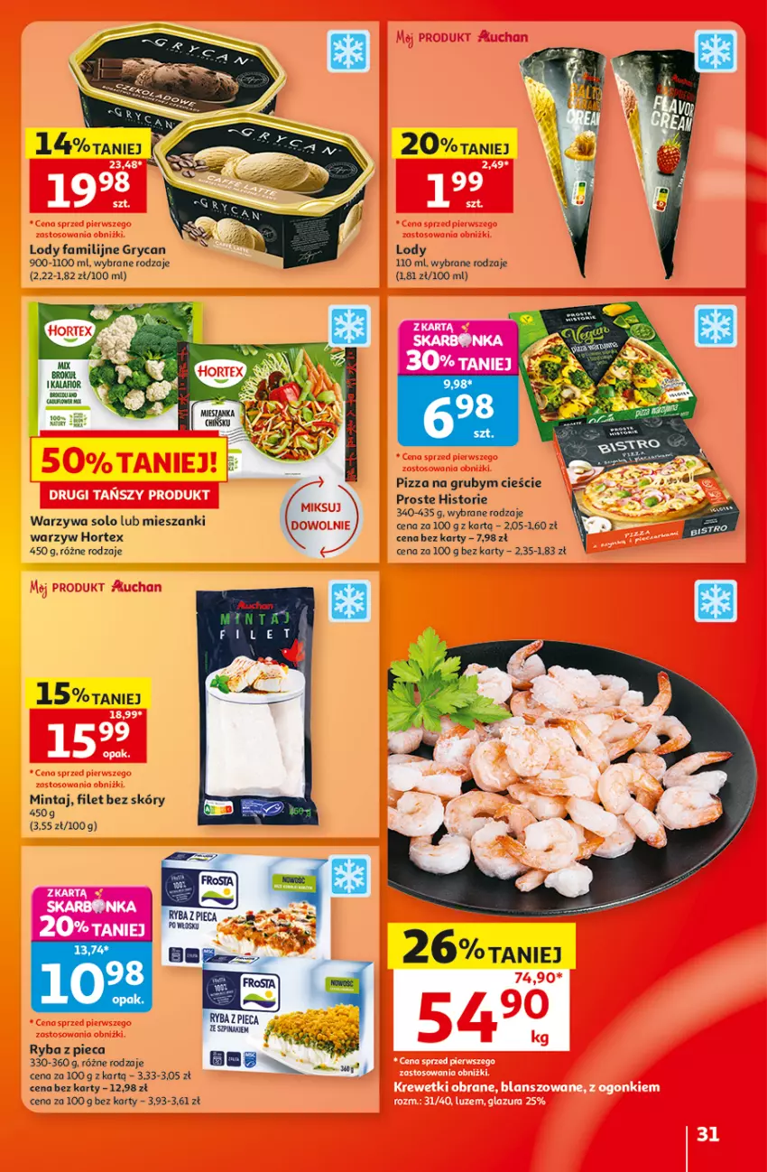 Gazetka promocyjna Auchan - 30 Lat Hipermarket - ważna 20.08 do 26.08.2026 - strona 31 - produkty: Fa, Gry, Hortex, Lody, Mintaj, Piec, Pizza, Ryba, Warzywa