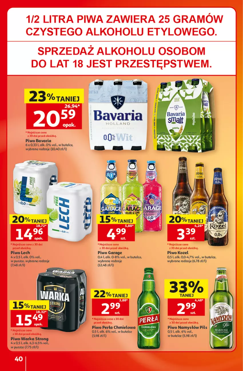 Gazetka promocyjna Auchan - 30 Lat Hipermarket - ważna 20.08 do 26.08.2026 - strona 40 - produkty: Kozel, Namysłów, Perła, Piwo, Warka