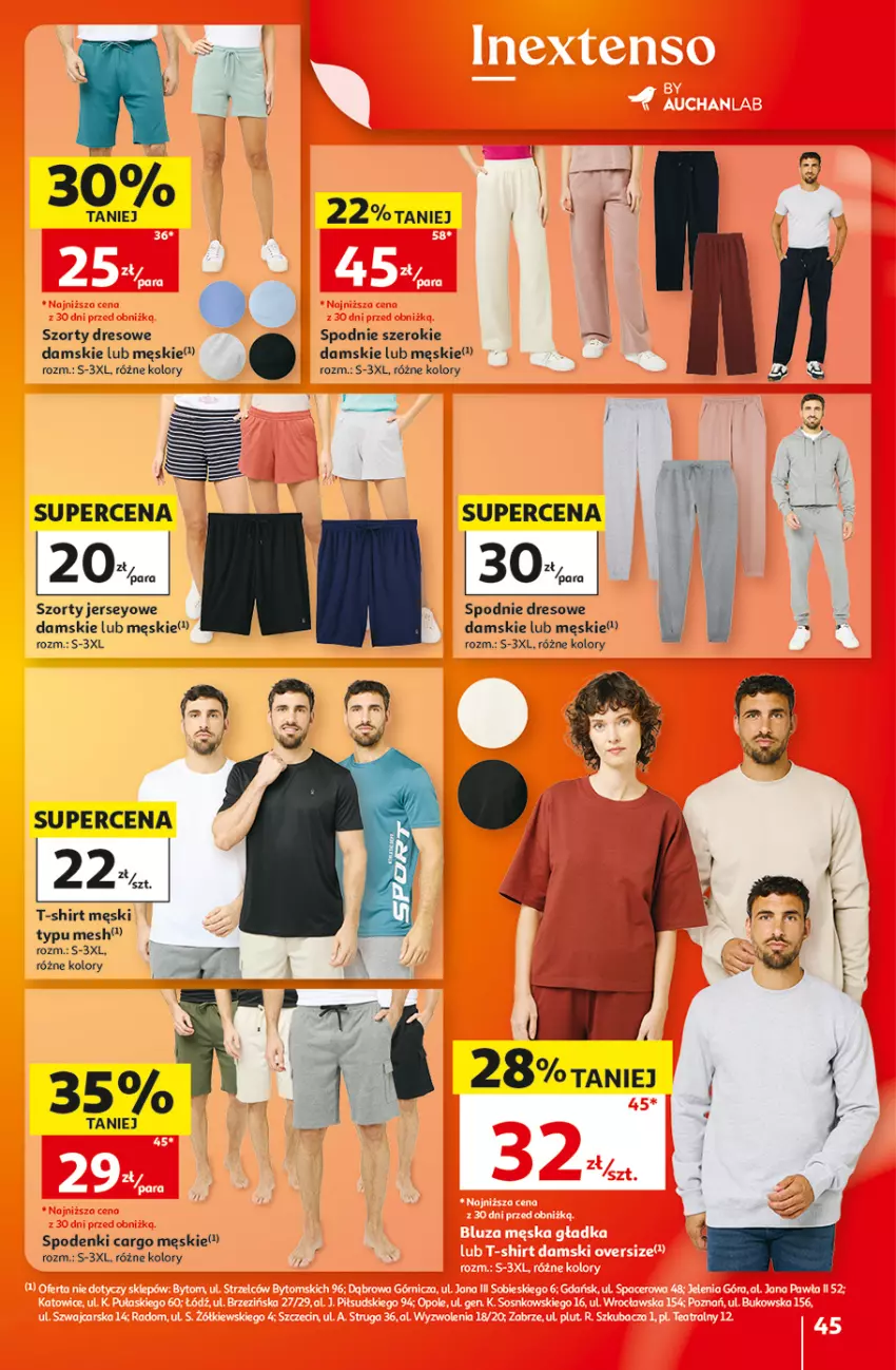 Gazetka promocyjna Auchan - 30 Lat Hipermarket - ważna 20.08 do 26.08.2026 - strona 45 - produkty: Dres, Spodnie, Spodnie dresowe, Szorty, T-shirt