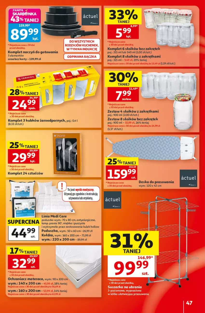 Gazetka promocyjna Auchan - 30 Lat Hipermarket - ważna 20.08 do 26.08.2026 - strona 47 - produkty: Deska do prasowania, Kołdra, Komplet naczyń, Materac, Poduszka, Por, Sos, Suszarka, Tera, Ubrania