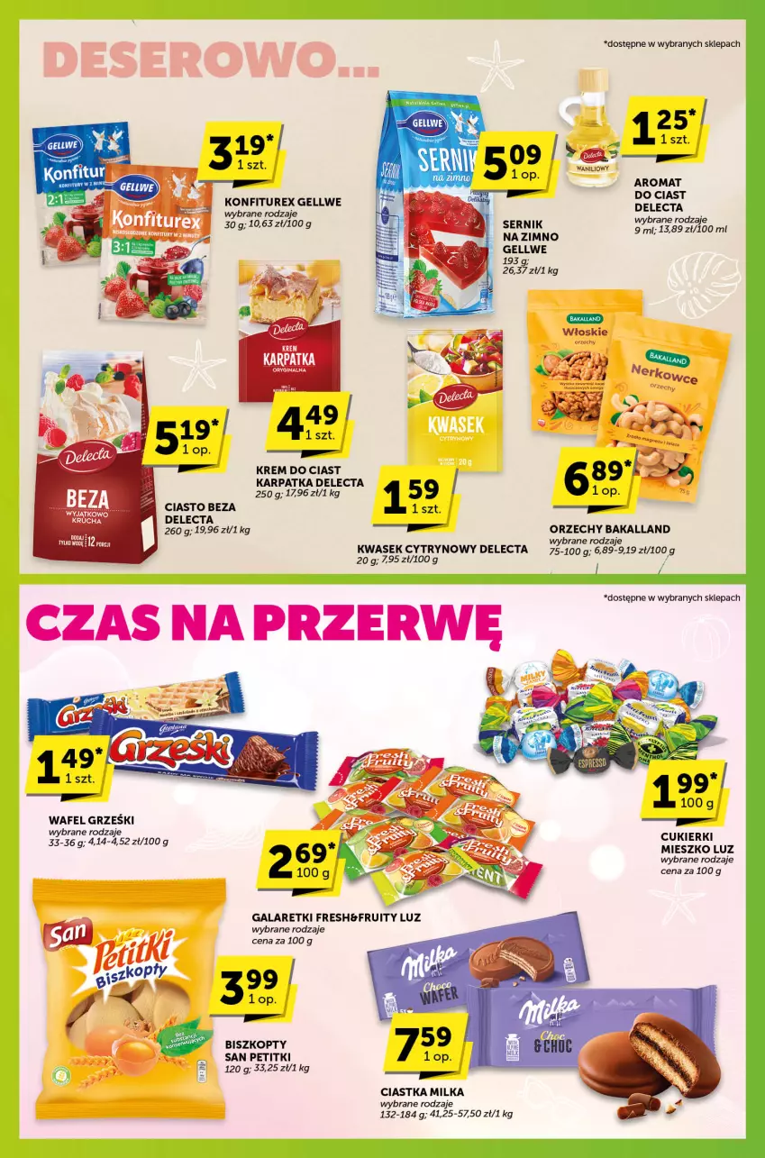 Gazetka promocyjna ABC - ważna 08.08 do 20.08.2024 - strona 4 - produkty: Bakalland, Biszkopty, Ciastka, Cukier, Cukierki, Delecta, Gala, Galaretki, Grześki, Karp, LG, Milka, Ser