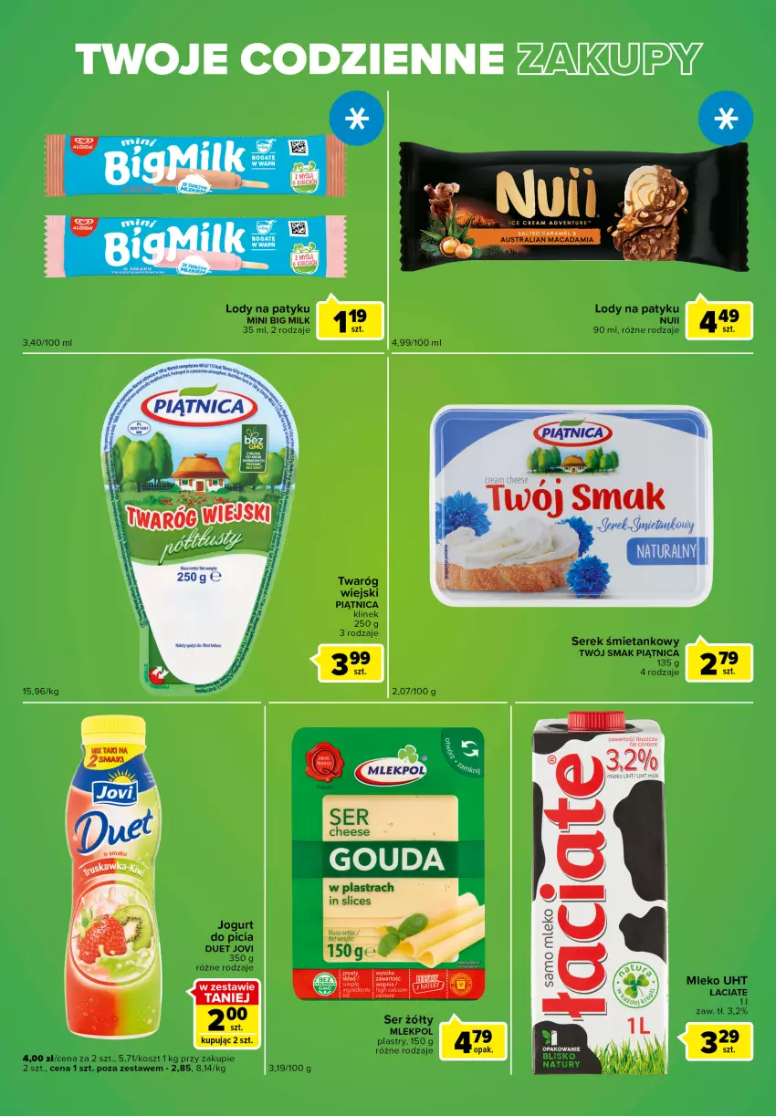 Gazetka promocyjna Carrefour - Gazetka Express - ważna 24.05 do 30.05.2022 - strona 2 - produkty: Big Milk, Jogurt, Kosz, Lody, Mleko, Piątnica, Ser, Serek, Twaróg, Twój Smak