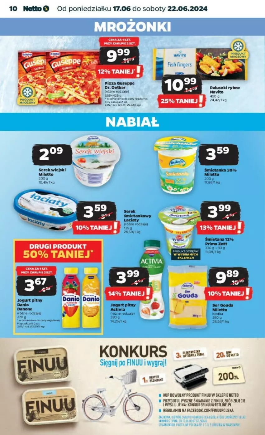 Gazetka promocyjna Netto - ważna 17.06 do 23.06.2024 - strona 2 - produkty: Activia, Danio, Danone, Fa, Finuu, Jogurt, Jogurt pitny, Ser, Serek, Serek wiejski