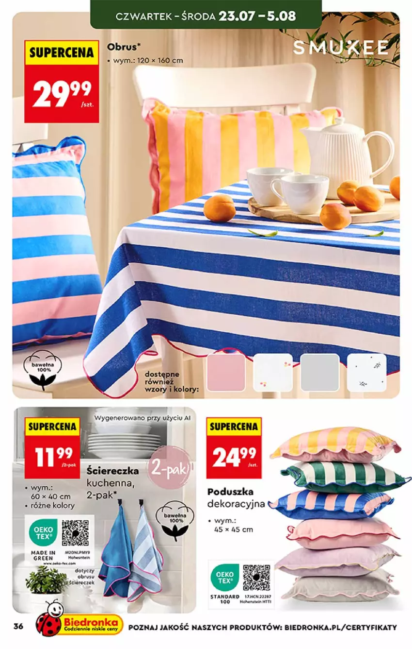Gazetka promocyjna Biedronka - Okazje Tygodnia - ważna 20.07 do 01.08.2026 - strona 36 - produkty: Obrus, Poduszka, Ryż