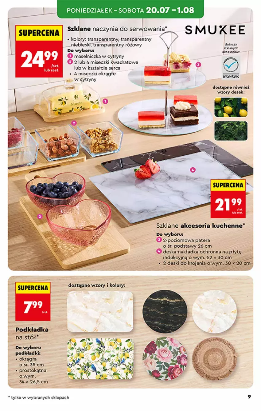 Gazetka promocyjna Biedronka - Okazje Tygodnia - ważna 20.07 do 01.08.2026 - strona 9 - produkty: Cytryny, Maselniczka, Podkład, Podkładka, Podkładka na stół, Ser, Stół, Szklane naczynia, Tera, Tran