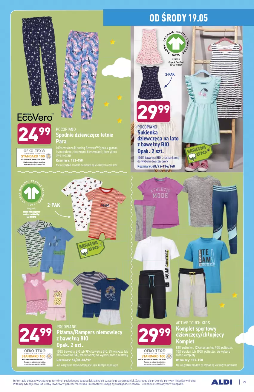 Gazetka promocyjna Aldi - ważna 17.05 do 22.05.2021 - strona 29 - produkty: Fa, Piżama, Pocopiano, Por, Spodnie, Sport, Sukienka, Wełna