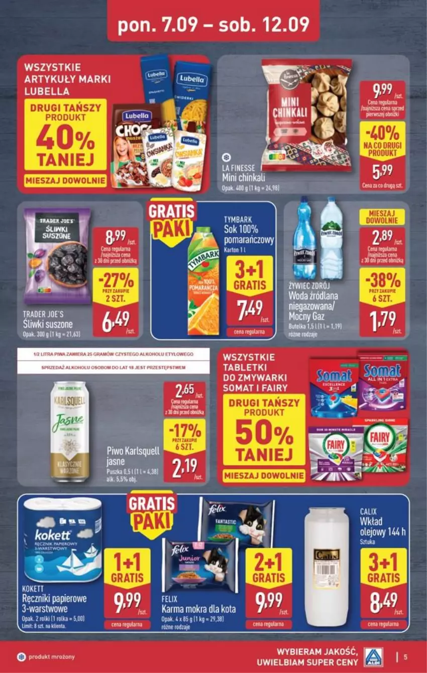 Gazetka promocyjna Aldi - Oferta weekendowa - ważna 10.09 do 12.09.2026 - strona 5 - produkty: Bell, Bella, Fa, Fairy, Gra, Inka, LG, Lubella, Olej, Papier, Ręcznik, Ręczniki papierowe, Rolki, Somat, Tablet, Tymbark