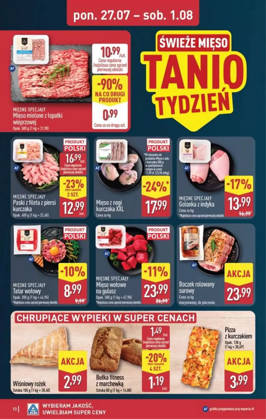 Gazetka promocyjna Aldi - Pełna oferta - ważna 27.07 do 01.08.2026 - strona 10 - produkty: Asus, Bułka, Bułka fitness, Dres, Gra, Grafika, Kurczak, Mięso, Tatar wołowy, Wasa