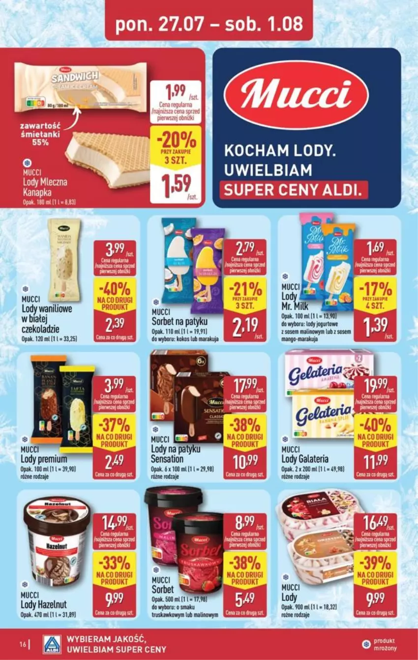 Gazetka promocyjna Aldi - Pełna oferta - ważna 27.07 do 01.08.2026 - strona 16 - produkty: Gala, Koc, Kokos, Lody, Sati, Sos