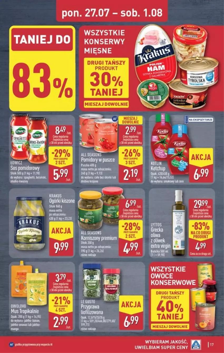 Gazetka promocyjna Aldi - Pełna oferta - ważna 27.07 do 01.08.2026 - strona 17 - produkty: Fa, Korniszony, Owoce, Ser