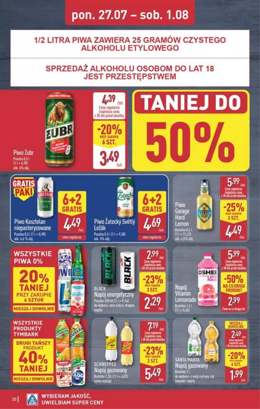 Gazetka promocyjna Aldi - Pełna oferta - ważna 27.07 do 01.08.2026 - strona 20 - produkty: Gra, Kasztelan, Napój, Piwa, Piwo, Schweppes, Tymbark