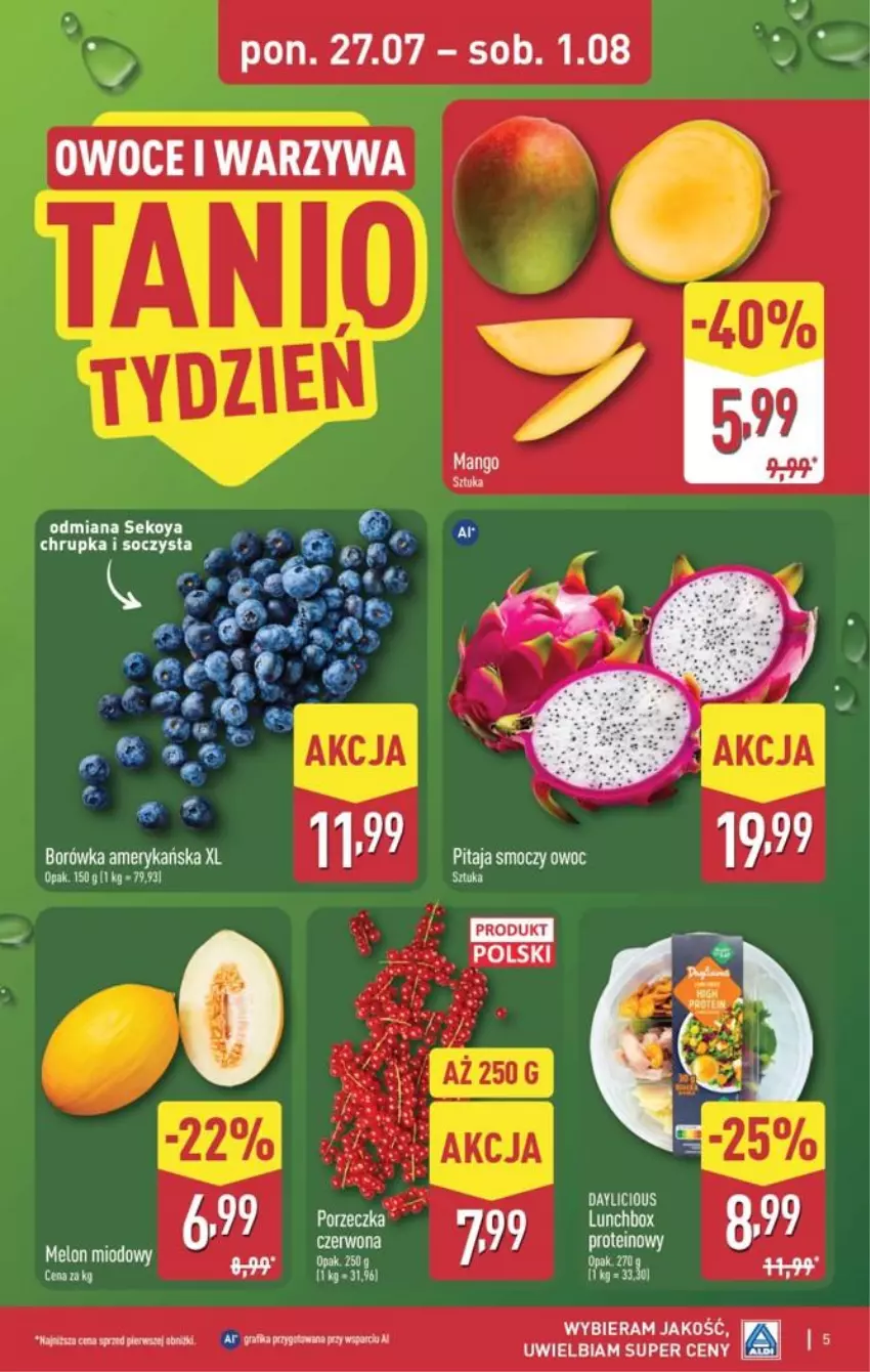 Gazetka promocyjna Aldi - Pełna oferta - ważna 27.07 do 01.08.2026 - strona 5 - produkty: Borówka, Borówka amerykańska, Owoce, SEKO, Warzywa