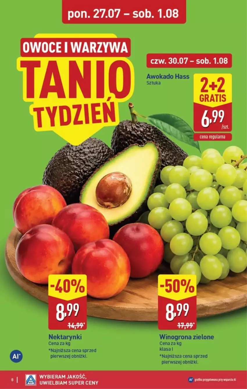 Gazetka promocyjna Aldi - Pełna oferta - ważna 27.07 do 01.08.2026 - strona 8 - produkty: Nektar, Owoce, Warzywa, Wino, Winogrona