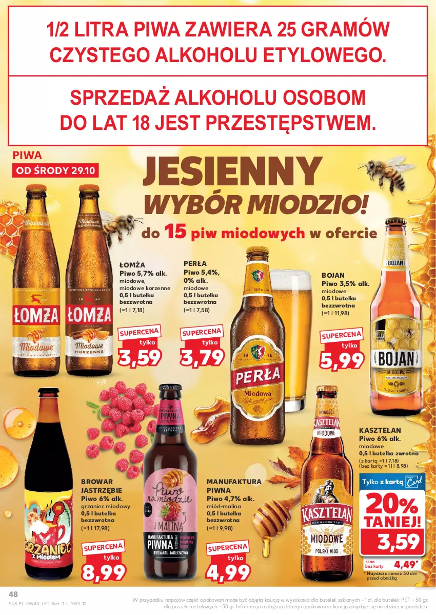 Gazetka promocyjna Kaufland - Gazetka tygodnia - ważna 29.10 do 05.11.2025 - strona 48 - produkty: Fa, Gra, Kasztelan, Miód, Perła, Piwa, Piwo, Sok