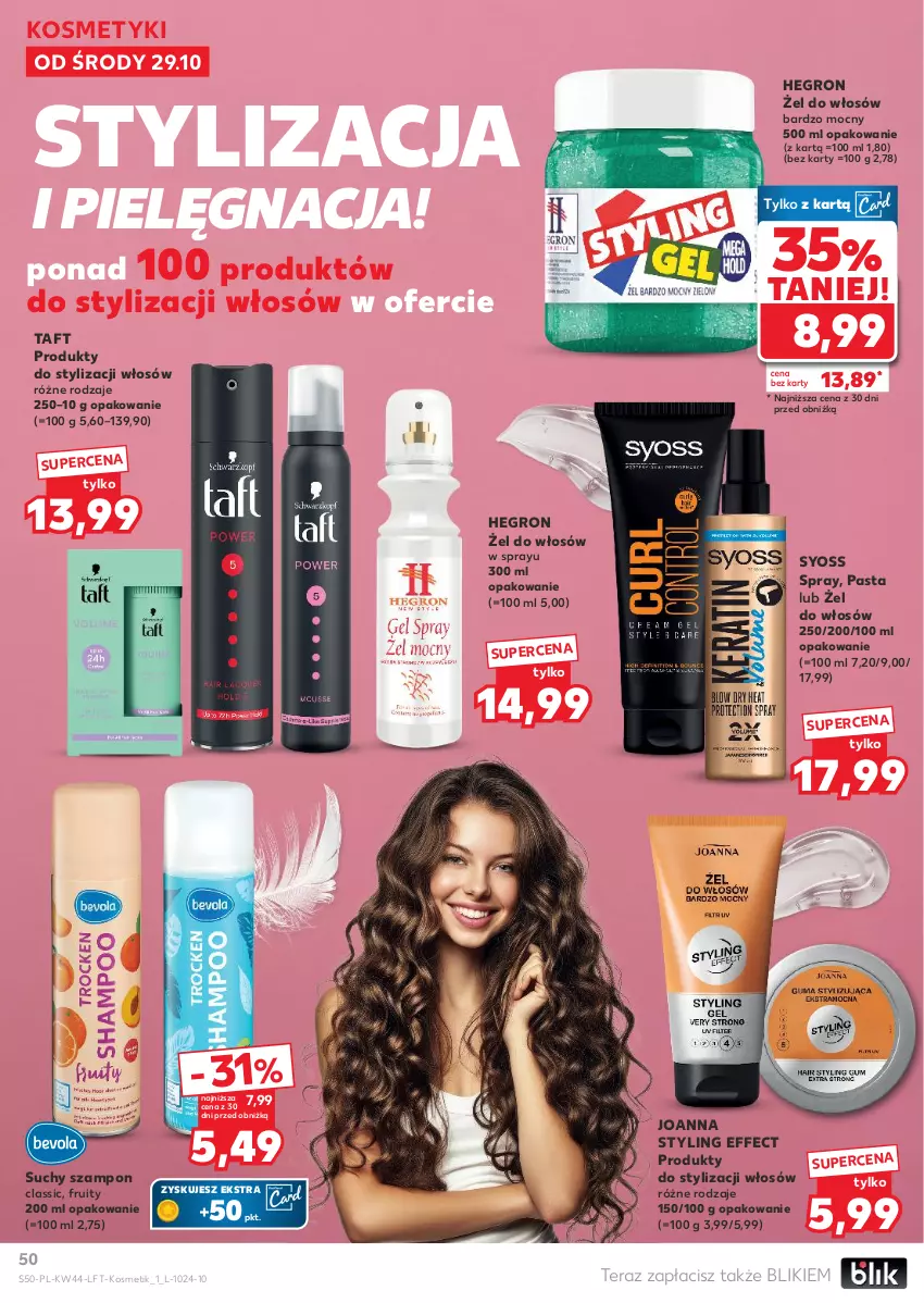 Gazetka promocyjna Kaufland - Gazetka tygodnia - ważna 29.10 do 05.11.2025 - strona 50 - produkty: Hegron, Joanna, Joanna styling, Suchy szampon, Syoss, Szampon, Taft, Tera