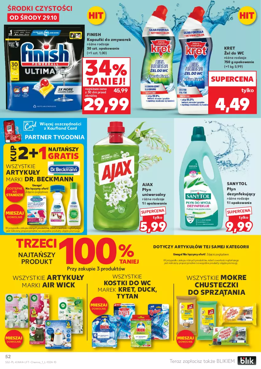 Gazetka promocyjna Kaufland - Gazetka tygodnia - ważna 29.10 do 05.11.2025 - strona 52 - produkty: Air Wick, Ajax, Chusteczki, Duck, Finish, Gra, Kret, Por, Sanytol, Tera, Tytan, Waga