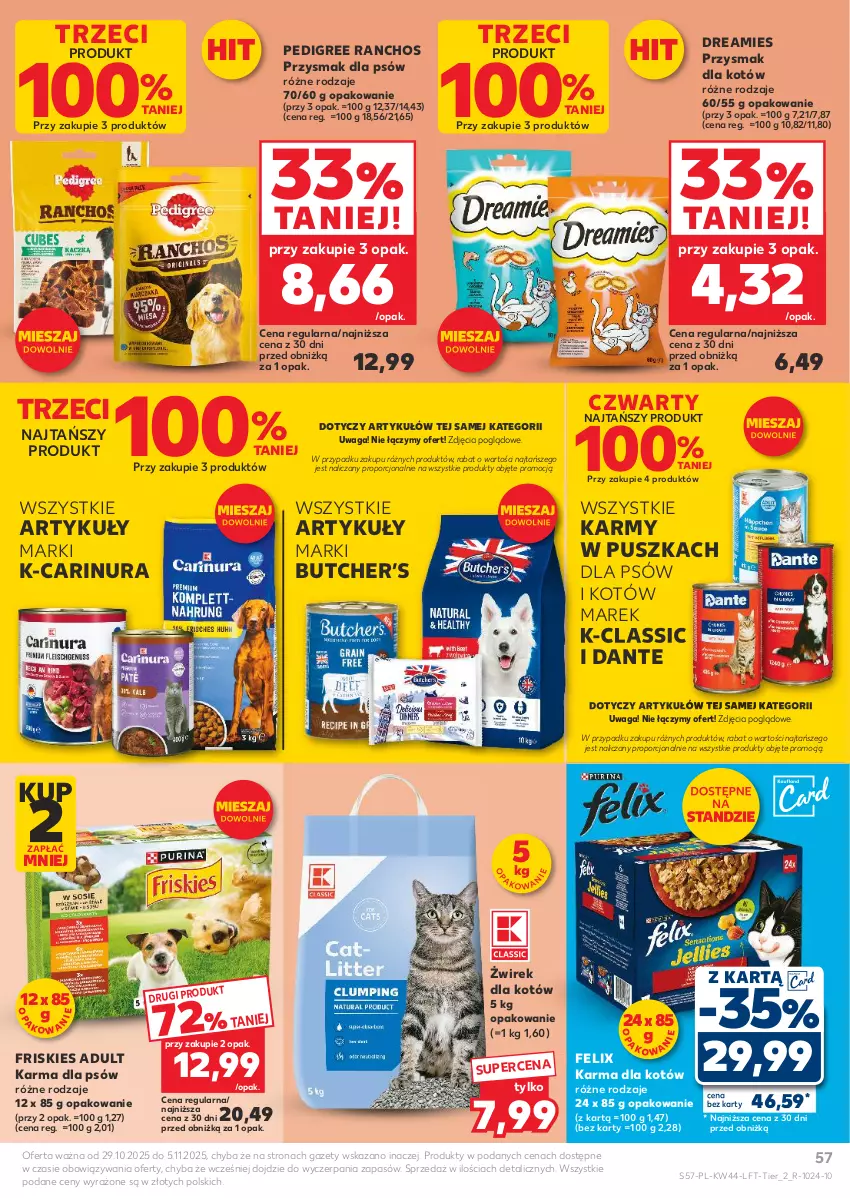 Gazetka promocyjna Kaufland - Gazetka tygodnia - ważna 29.10 do 05.11.2025 - strona 57 - produkty: Felix, Friskies, Pedigree, Por, Waga