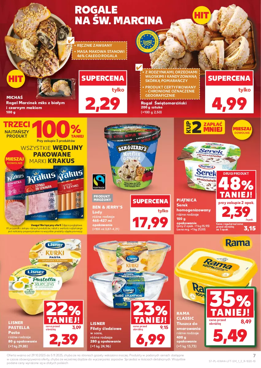 Gazetka promocyjna Kaufland - Gazetka tygodnia - ważna 29.10 do 05.11.2025 - strona 7 - produkty: Gala, Gra, Krakus, Lisner, Lody, Pastella, Piątnica, Por, Rama, Rogal, Ser, Serek, Serek homogenizowany, Sos, Waga