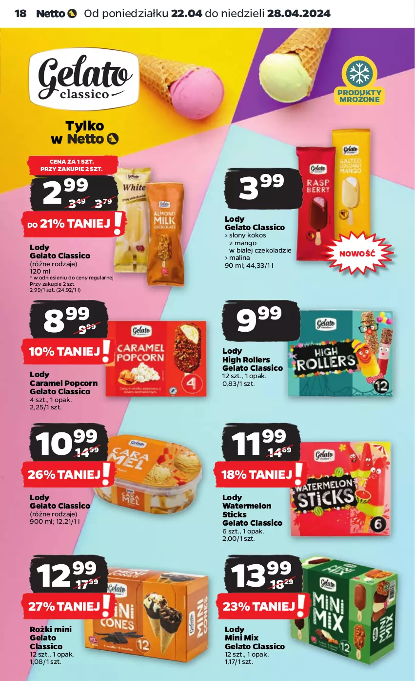Gazetka promocyjna Netto - Od Poniedziałku - ważna 22.04 do 28.04.2024 - strona 18 - produkty: Kokos, Lody, Mango, Melon, Popcorn, Produkty mrożone, Roller