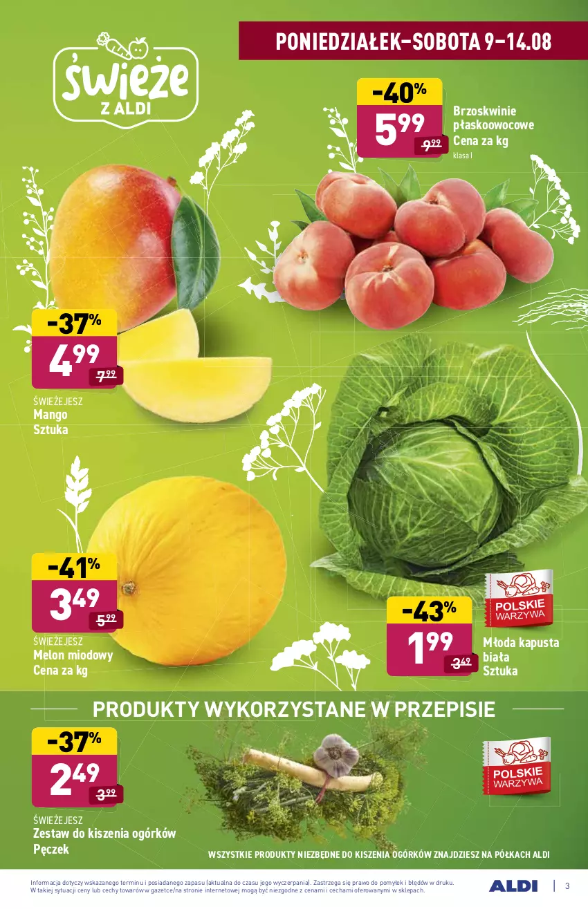 Gazetka promocyjna Aldi - ważna 09.08 do 14.08.2021 - strona 3 - produkty: Brzoskwinie, Mango, Melon, Półka